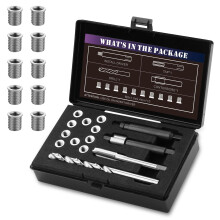 SENNMONN M6X1.0 Thread Repair Kit with 9.4mm Insert HSS Drill Tap Installation Driver Counterbore Stainless Steel Insert M6X1.0X9.4mmX10 PCS