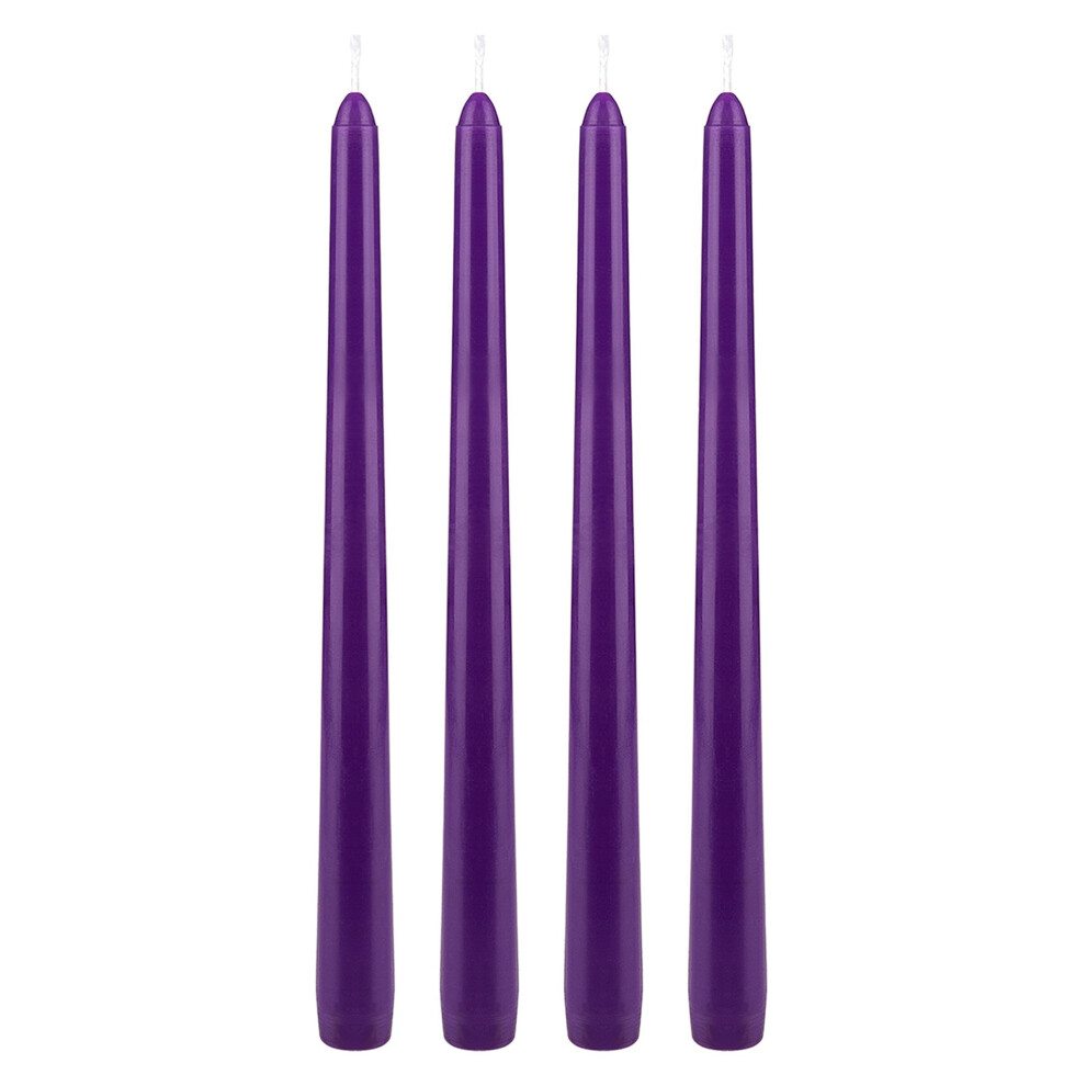 Mega Candles 4 pcs Unscented Purple Taper Candle  Hand Poured Wax Candles 10 Inch x 7/8 Inch  Home D?cor  Wedding Receptions  Baby Showers  Birthdays