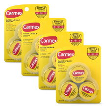 Carmex Medicated Lip Balm Jar  Lip Moisturizer for Dry  Chapped Lips  0.25 OZ - (4 Packs of 3)