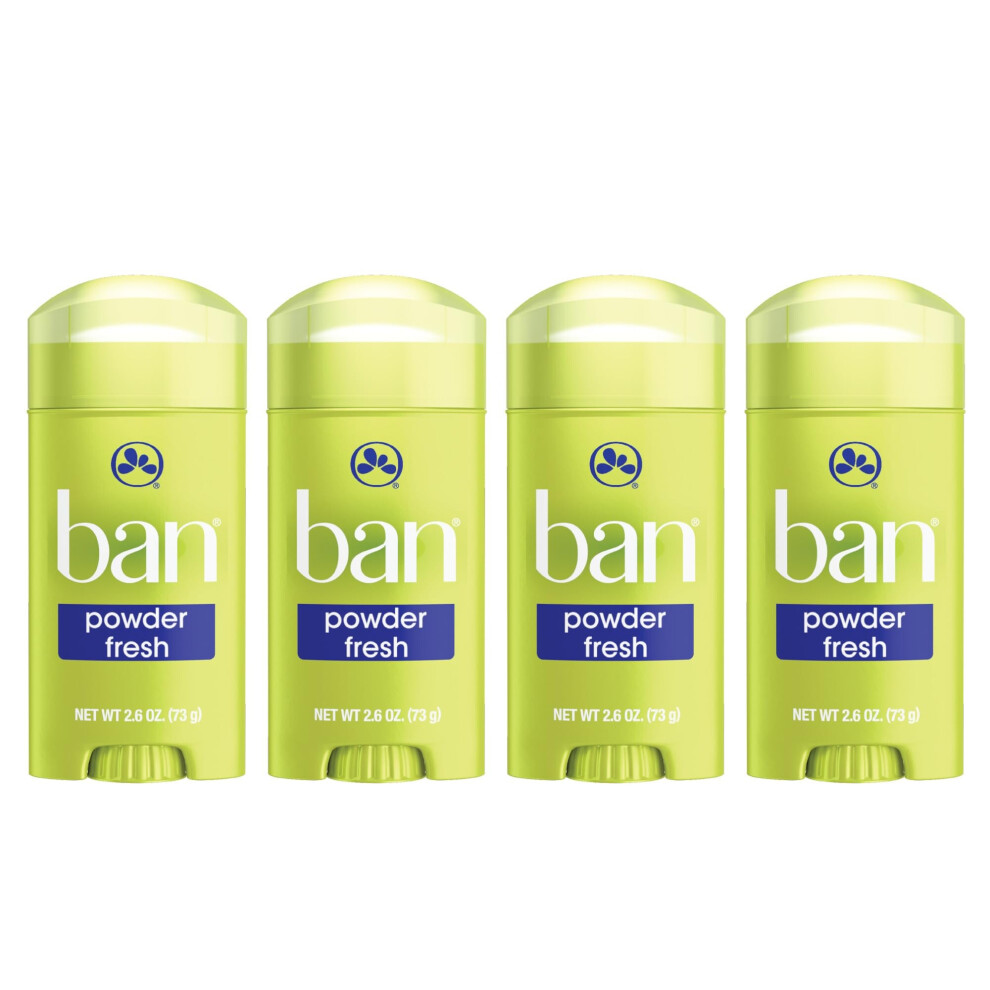 Kielt Ban Powder Fresh 24-Hour Invisible Antiperspirant 2.6Oz Solid Deodorant Underarm Wetness Protection With Odor-Fighting Ingredients (4 Pack)