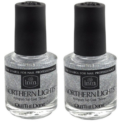 INM Northern Lights Hologram Silver Top Coat 2x