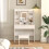 Westwood WestWood White Dressing Makeup Table Set Stool LED Mirror Hooks Adjust Shelves 7