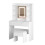 Westwood WestWood White Dressing Makeup Table Set Stool LED Mirror Hooks Adjust Shelves 10