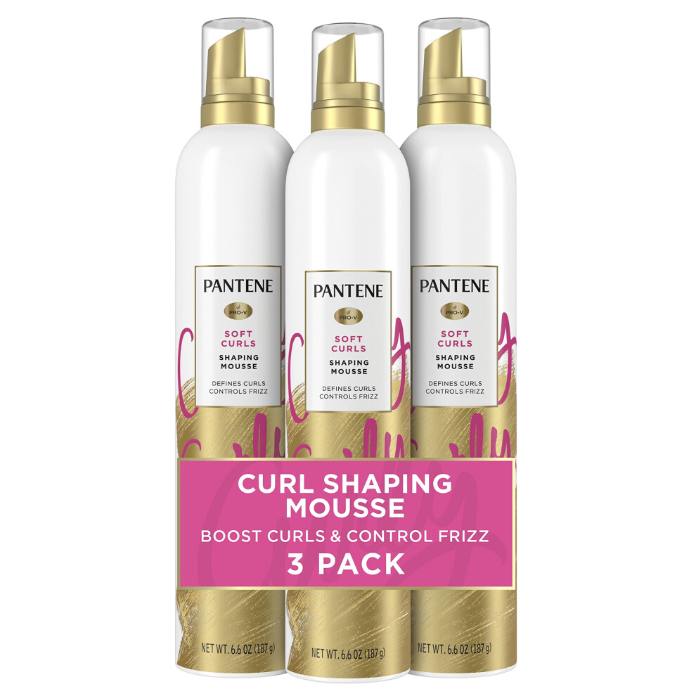 Pantene Curl Mousse For Curly Hair Tames Frizz For Soft Touchable Curls 6.6 Oz Each (Pack Of 3)