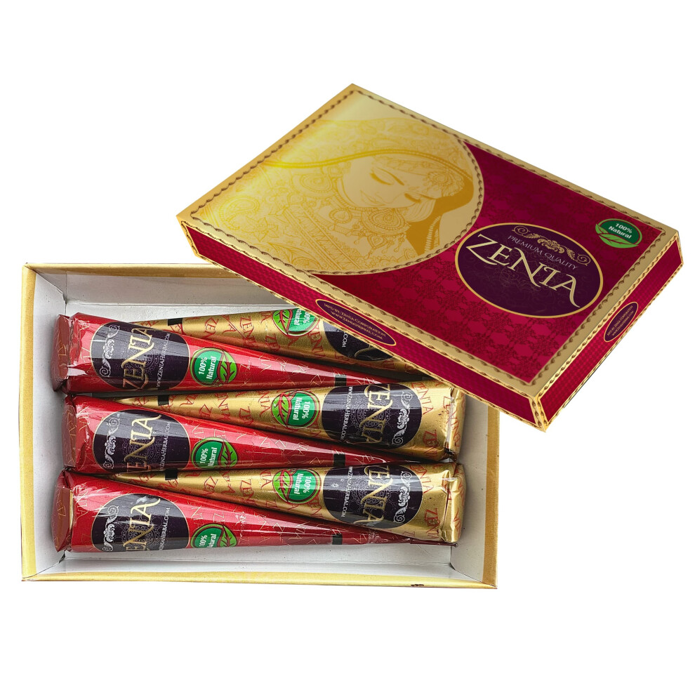 Zenia 6-Pack 100% Natural Ready-To-Use Henna Hair Dye Paste - Reddish-Brown (Fjfiejfok1341)