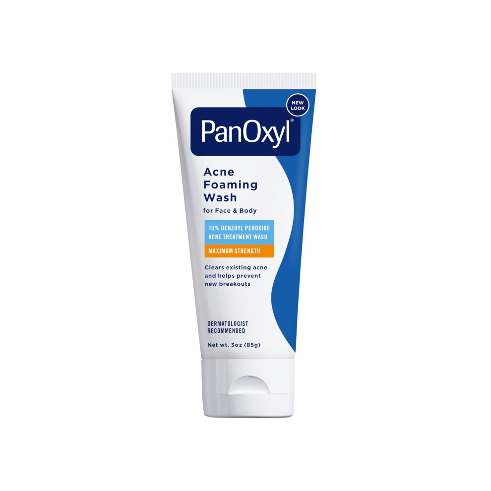 PanOxyl Acne Foaming Wash Benzoyl Peroxide 10% Maximum Strength Antimicrobial 3 oz. - Travel Size