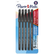 Paper Mate Erasermate Stick Medium Tip Ballpoint Pens 5 Black Ink Pens (3150458PP)