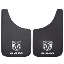 Plasticolor 000490R01 RAM White Logo Easy Fit Mud Guards - 9x15 In. Left & Right Set