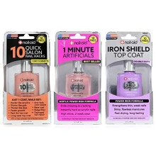 Nail-Aid 3pk Of 10 Quick Hacks + 1 Minute Artificials + Iron Shield Top Coat, Clear, N/A, 1.65 Fl Ounce