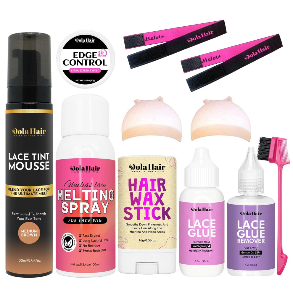 Dolahair Lace Tint Spray Mousse For Lace Front Wigs - Melting Foam, Hair Mousse, Wig Glue, And Installation Kit