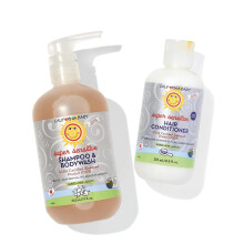 California Baby Super Sensitive Shampoo e Bagnodoccia + Balsamo per Capelli | 100% di origine vegetale | Ipoallergenico | Shampoo senza profumo d