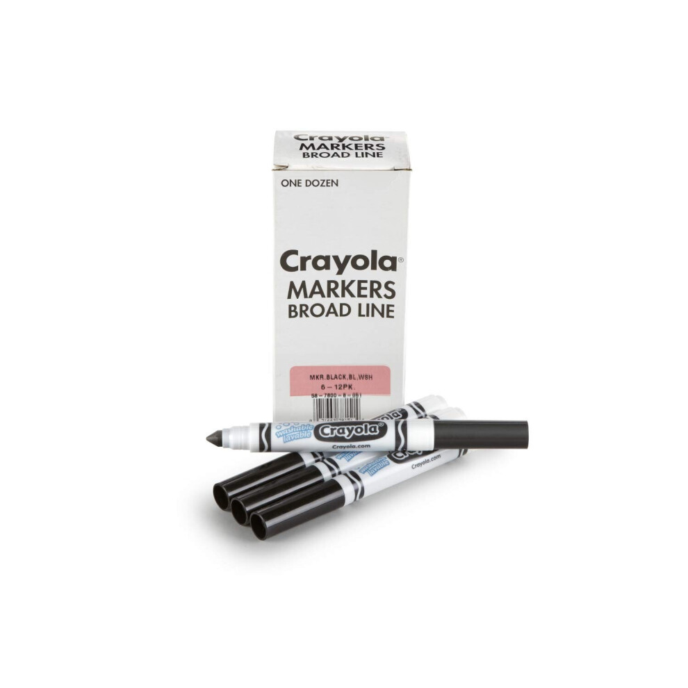 Crayola Washable Markers - (12Ct) Kids Broad Line Markers Bulk Markers For Classrooms & Teachers Black