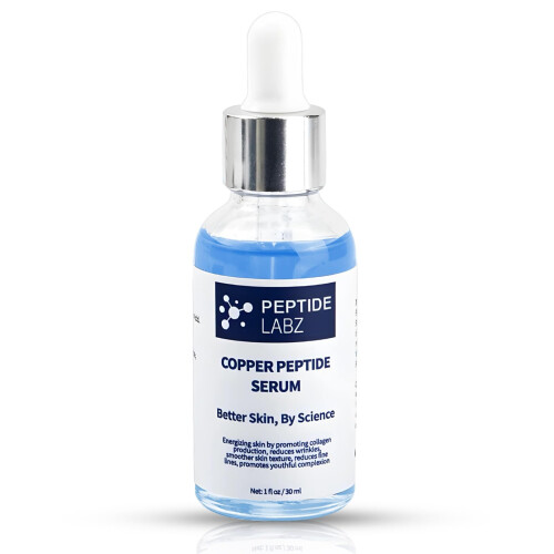 PeptideLabz Kopparpeptid GHK-Cu 12% Serum för ansikte, Tillverkad i USA,  Anti-rynkor, Kolagenboost, 1 oz / 30 ml, blå on OnBuy