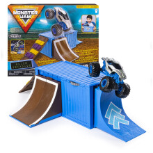Monster Jam Ship It & Flip It Transforming Playset med eksklusivt 1:64 Die-Cast Monster Jam Truck