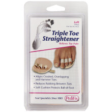 PediFix Triple Toe Straightener - Left Foot, Adjustable Toe Alignment Pad with Cushioned Ball-of-Foot (P58-L)
