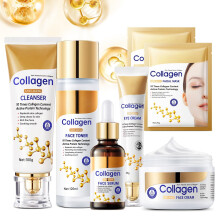 Collagen Skin Care Set Anti Aging Skincare Set for Wrinkles & Fine Lines Shrink Pores Hydrate & Firm Skin 7 Pcs Skincare Kits for Women with Clean