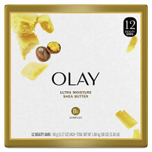 Olay Moisture Outlast Ultra Moisture Shea Butter Beauty Bar with Vitamin B3 Complex 3.17 oz (Pack of 12)