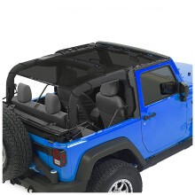 Alien Sunshade: Fuld længde net-solskærm til Jeep Wrangler JK 2-dørs (2007-2018) – Blokerer UV-stråling, vind og støj