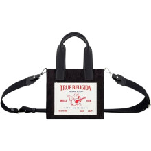 True Religion Tote  Women's Mini Travel Shoulder Bag with Adjustable Strap  Black Denim