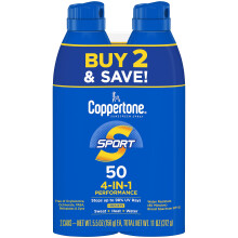 Coppertone SPORT Spray solaire SPF 50 Spray solaire r sistant l'eau cran solaire large spectre SPF 50 Pack 5,5 oz Spray Pack de 2