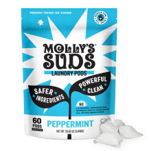 Molly's Suds tvttmedelskapslar | Rengringsmedel fr knslig hud | Ultrakoncentrerad och flckbekmpande | Pepparmynta - 60 Count