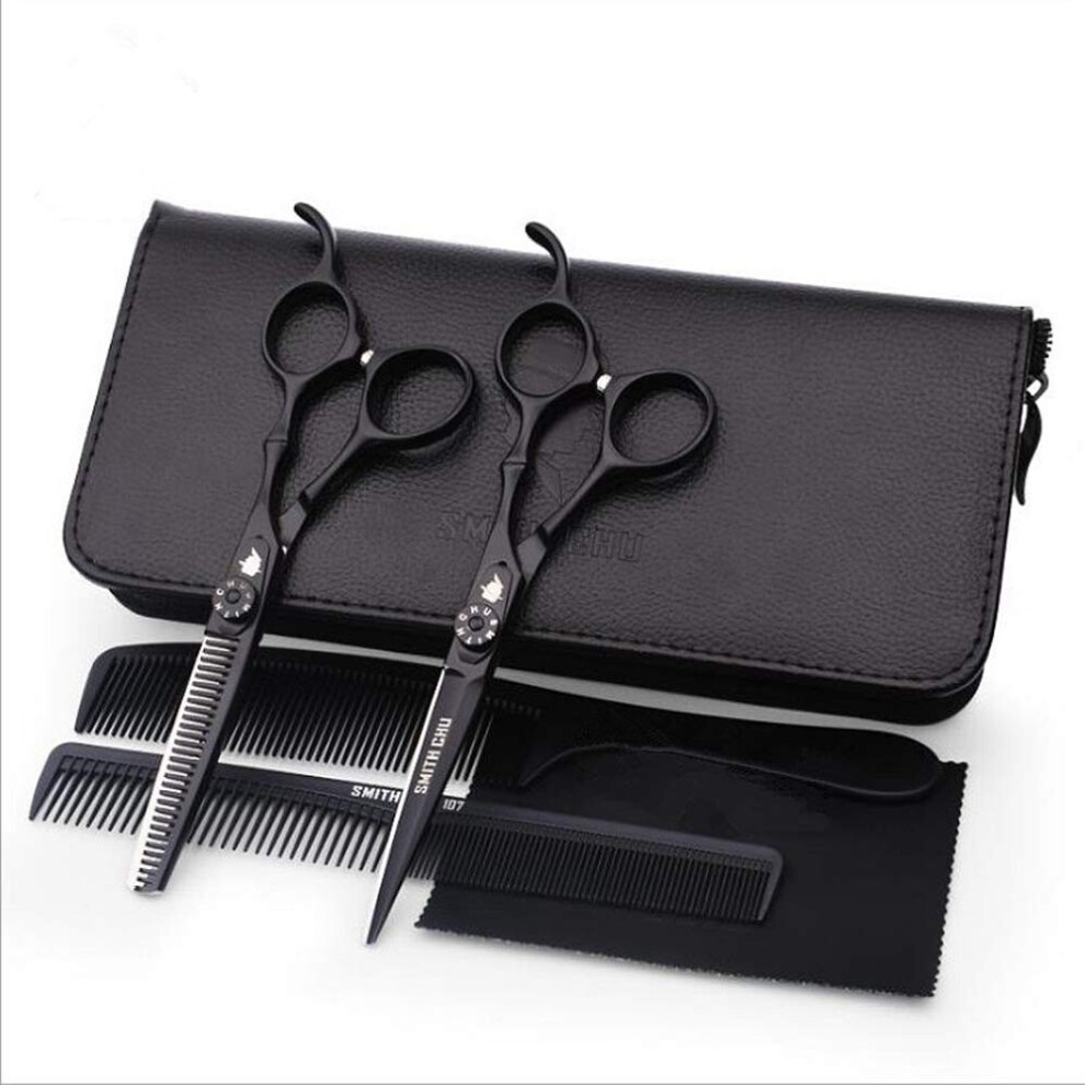 S??? ?S?? Black 6.0 Inch Professional Hair Cutting Shears/Scissors And Barber Thinning/Texturing Scissor With Scissor Bag And Hair Comb