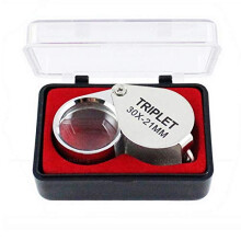 Magnifying Glass Pocket-Size 30 x 21 Mm, Foldable Metal, Jewelry Loupe, High Magnification, Gold or Silver