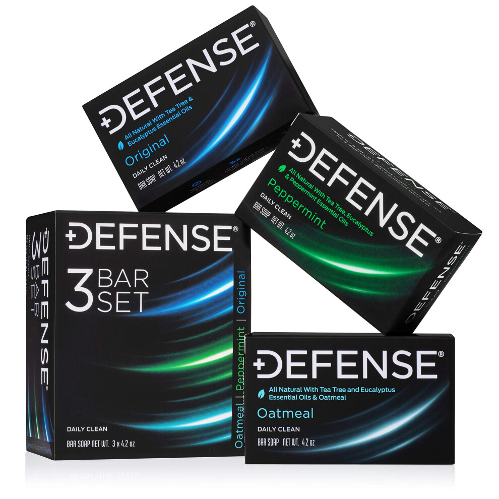 Savon Defense Soap 100 % Naturel L'arbre Th , Lot De 3 Savons Vari S - Avoine Et Menthe Poivr E Originales-image