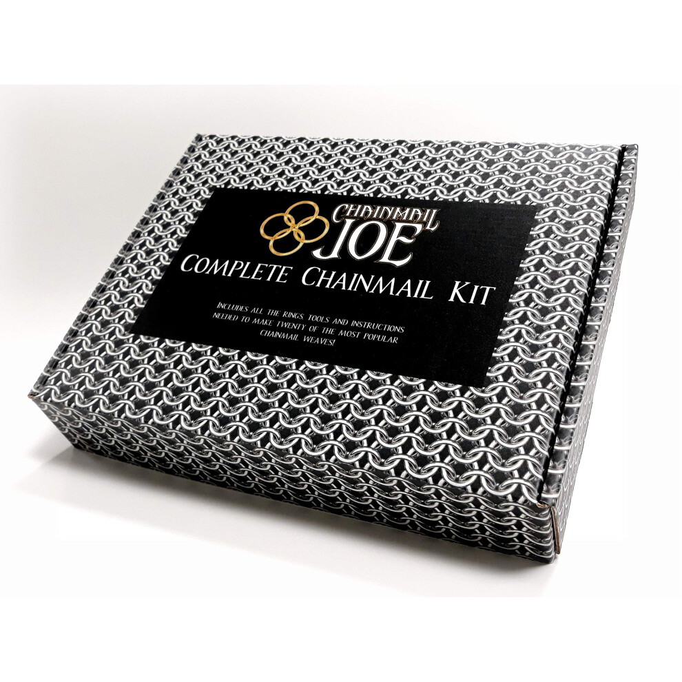 Chainmail Joe Complete Chainmail Kit - 20 Weave Tutorial Book, 23,000+ Rings(Over 4 Pounds), Clasps, And Tools