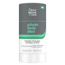 Dove Men+Care Dezodorant w sztyfcie do całego ciała bez aluminiumu z aloesem i bambusem — Ochrona zapachu od pach do stóp (73,7 g)