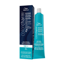 Wella ColorCharm demi-permanent hårfarve 1N sort – formel med sheasmør til skånsom, glansfuld dækkning af gråt hår, op til 24 vaske