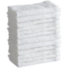 QUBA LINEN 100% Cotton - Wash Cloth Set - Pack of 24 Flannel Face Cloths Highly Absorbent and Soft Feel Fingertip Towels (White 12x12 Pack of 12)