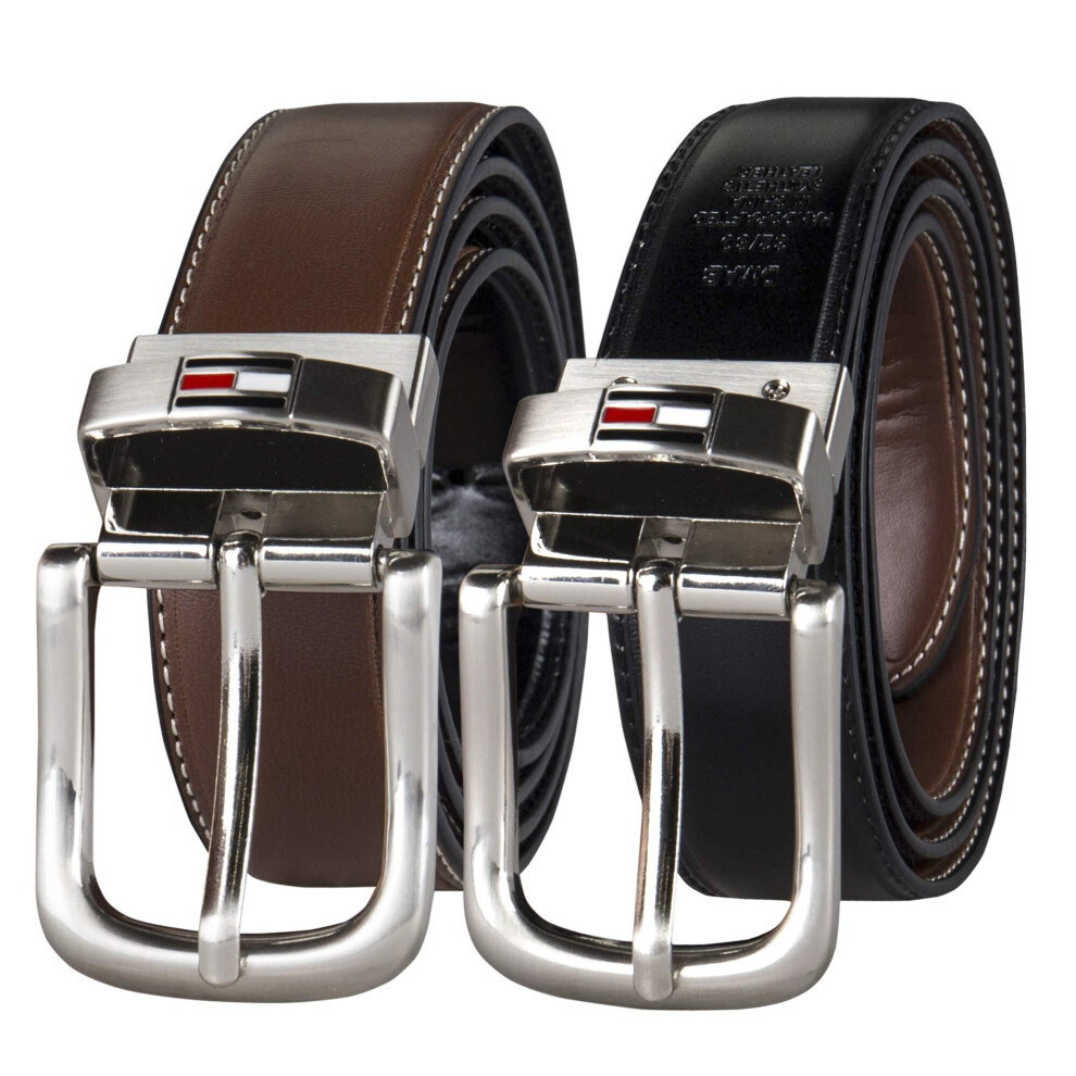 Tommy Hilfiger Men's Reversible Belt Brown/ Casual 32 Black