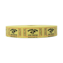 INDIANA TICKET CO. Gele Drink Roll Tickets, 2000 per Rol, Enkele Rol, 1x2 Tickets voor Toegang, Evenementen, Fondsenwervingen & Prijzen