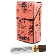 Pentel Super Hi-Polymer Lead  0.3mm  Extra Fine  3H  12 pcs/Tube  Box of 12 (300-3H)