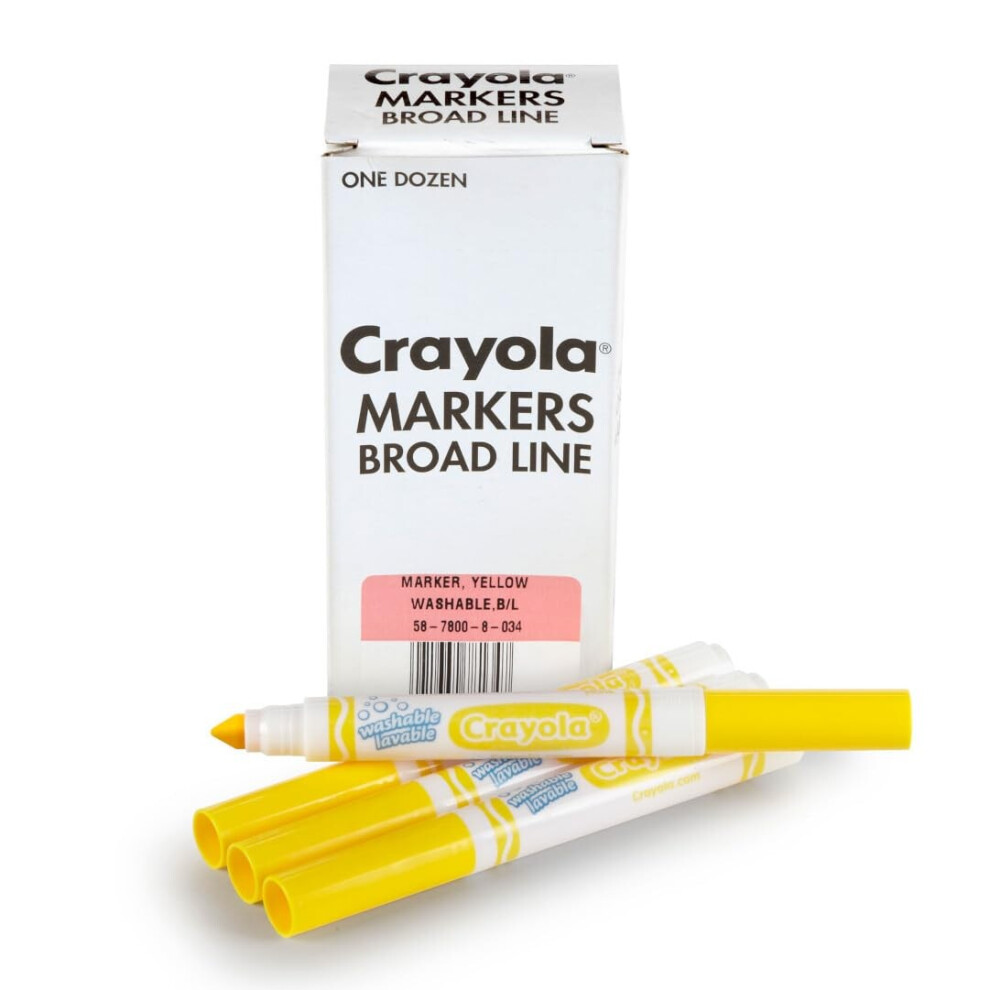 Crayola Washable Markers - (12Ct) Kids Broad Line Markers Bulk Markers For Classrooms & Teachers Yellow
