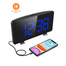 Digital Alarm Clock for Bedrooms with FM Radio Dual Alarms 6.7'' LED Screen 12/24H Automatic Dimmer Snooze for Kid Senior