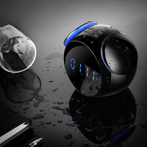 (White) Bluetooth Speaker Mirror Alarm Clock Support AUX TF Card 2
