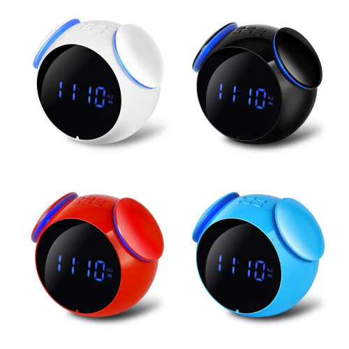 (White) Bluetooth Speaker Mirror Alarm Clock Support AUX TF Card