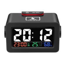 (White) Brother Double Knob Simplified Alarm Clock Touch Adjust Backlight with Temperature Hu