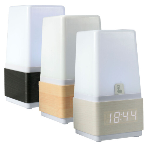 (Black) Bedside LED Light Alarm Clock Sound Control Countdown Table Lamp Easy Dimming Responsive Alarm Clock