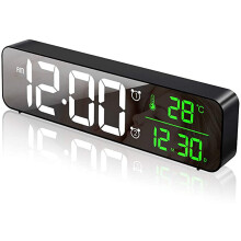 (Black) USB LED 3D Music Dual Alarm Clock Thermometer Temperature Date HD LED Display Electronic Desktop Digital Table Clocks