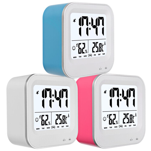 (Rose) Luminous Silent Humidity Temperature Alarm Clock LCD Display Alarm Clock 1