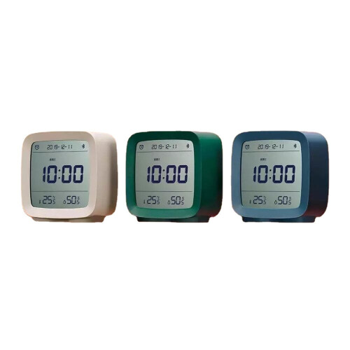 (White) Bluetooth Alarm Clock Smart Control Temperature Humidity Display LCD Screen Adjustable Nightlight Clock Work With Mijia APP 1