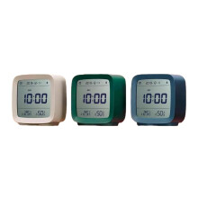 (White) Bluetooth Alarm Clock Smart Control Temperature Humidity Display LCD Screen Adjustable Nightlight Clock Work With Mijia APP