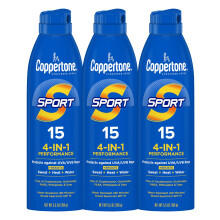 Coppertone Sport Sonnenschutzspray, Breitspektrum, LSF 15, wasserfest, Sonnenschutzspray, 160 ml, 3er-Pack