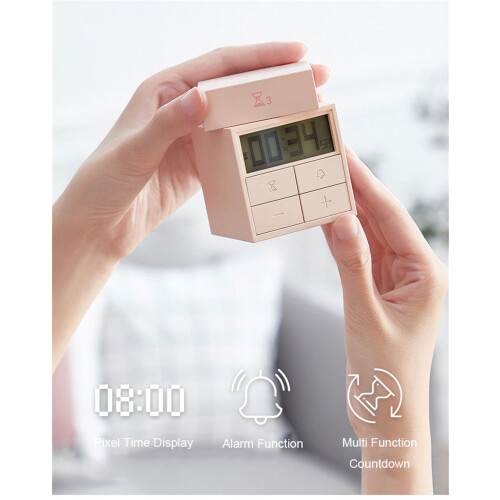 (Gray) 3 in 1 Rotating Timer Large Screen Mini Portable Multifunctional Time Manager Alarm Clock Timer Study Cooking Supplies 2