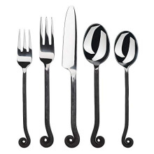 Gourmet Settings G-nyckel 20-delars bestickset - svart och silver, 18/10 rostfritt stål