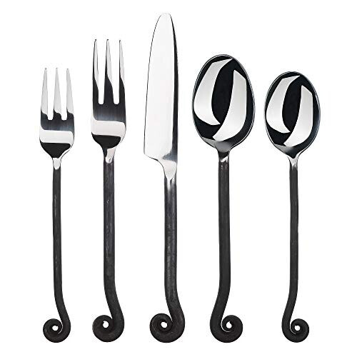 Gourmet Settings 20-Piece Flatware Treble Clef Collection Black Silver