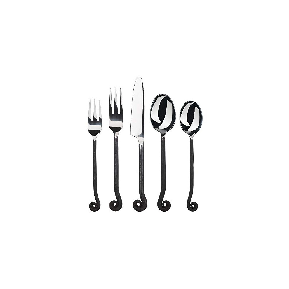 Gourmet Settings 20-Piece Flatware Treble Clef Collection Black Silver